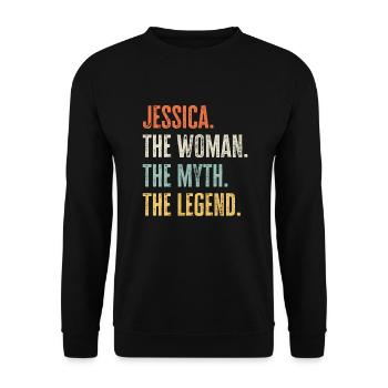 Jessica, Frauenmythos-Legende, lustiger bester Name - Unisex Pullover - Schwarz - Vorne - Alina (178cm) & Michal (187cm)