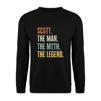 Scott, Mann Mythos Legende, lustiger bester Name Scott - Unisex Pullover - Schwarz - Vorne - Alina (178cm) & Michal (187cm)