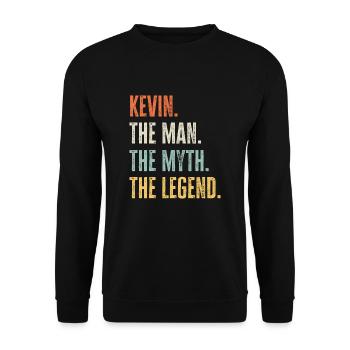 Kevin, Mann Mythos Legende, lustiger bester Name Kevin - Unisex Pullover - Schwarz - Vorne - Alina (178cm) & Michal (187cm)