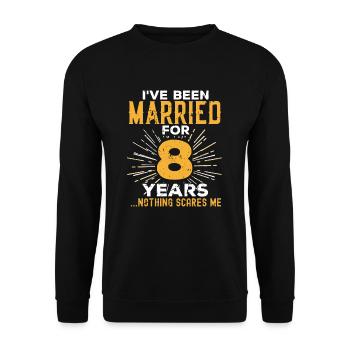 8. Hochzeitstag Lustige Paare Ehegeschenk - Unisex Pullover - Schwarz - Vorne - Alina (178cm) & Michal (187cm)