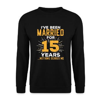 15. Hochzeitstag Lustige Paare Verheiratetes Gif - Unisex Pullover - Schwarz - Vorne - Alina (178cm) & Michal (187cm)