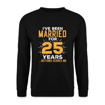 25. Hochzeitstag Lustige Paare verheiratet - Unisex Pullover - Schwarz - Vorne - Alina (178cm) & Michal (187cm)