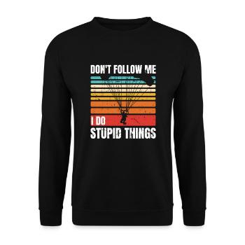 Funny Skydiving Skydiver Parachuting I Do Stupid - Unisex Sweatshirt - black - Front - Alina (178cm) & Michal (187cm)