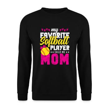 Lustige Softball Mutter Tochter Übung Stolze Eltern - Unisex Pullover - Schwarz - Vorne - Alina (178cm) & Michal (187cm)
