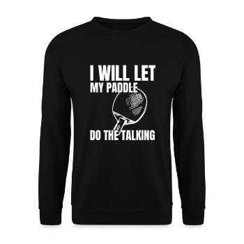 Lustige Tischtennis-Legende Paddle Talking Ping Pong - Unisex Pullover - Schwarz - Vorne - Alina (178cm) & Michal (187cm)
