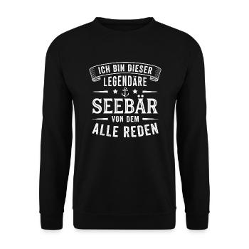 Seebär Legende Seemann Seefahrer Kapitän - Unisex Pullover - Schwarz - Vorne - Alina (178cm) & Michal (187cm)