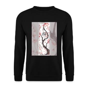 Sakura Sumi-e Kanji - Sweat-shirt Unisexe - noir - Devant - Alina (178cm) & Michal (187cm)