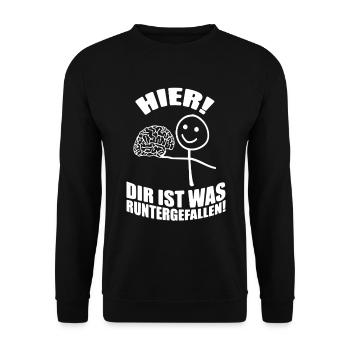 Hier Dir ist was runtergefallen - Unisex Pullover - Schwarz - Vorne - Alina (178cm) & Michal (187cm)
