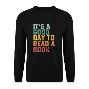 It's a good day to read a book Retro - Unisex Sweatshirt - black - Front - Alina (178cm) & Michal (187cm)