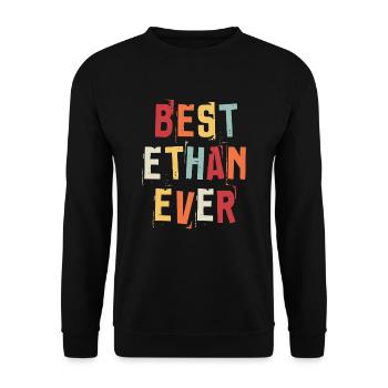 Bester Ethan Ever Retro Vorname Text Spruch - Unisex Pullover - Schwarz - Vorne - Alina (178cm) & Michal (187cm)