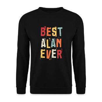 Bester Alan Ever Retro Vorname Text Spruch - Unisex Pullover - Schwarz - Vorne - Alina (178cm) & Michal (187cm)