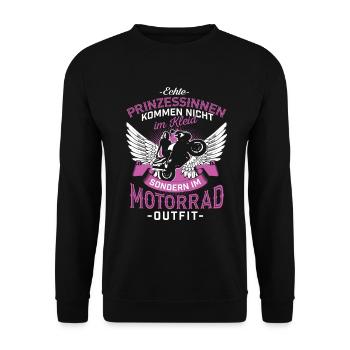 Prinzessinnen Motorrad Bikerin - Unisex Pullover - Schwarz - Vorne - Alina (178cm) & Michal (187cm)