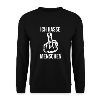 Ich hasse Menschen - Unisex Pullover - Schwarz - Vorne - Alina (178cm) & Michal (187cm)