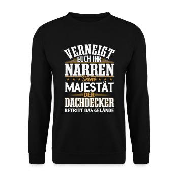 Dachdecker Spruch Geschenk - Unisex Pullover - Schwarz - Vorne - Alina (178cm) & Michal (187cm)