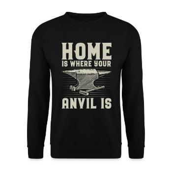 Forger des cadeaux | Enclume forgeron Métallurgiste - Sweat-shirt Unisexe - noir - Devant - Alina (178cm) & Michal (187cm)