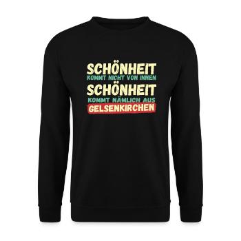 Schönheit kommt aus Gelsenkirchen - Unisex Pullover - Schwarz - Vorne - Alina (178cm) & Michal (187cm)