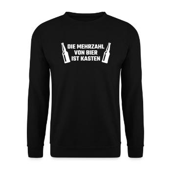 Die Mehrzahl von Bier ist Kasten - Unisex Pullover - Schwarz - Vorne - Alina (178cm) & Michal (187cm)