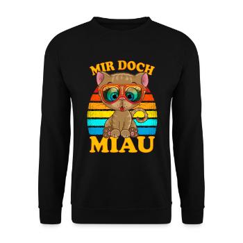 Mir doch Miau | mir doch egal - Unisex Pullover - Schwarz - Vorne - Alina (178cm) & Michal (187cm)