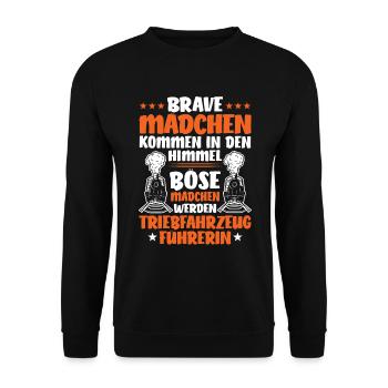 Triebfahrzeugführer Lokführer Lokomotivführer - Unisex Pullover - Schwarz - Vorne - Alina (178cm) & Michal (187cm)