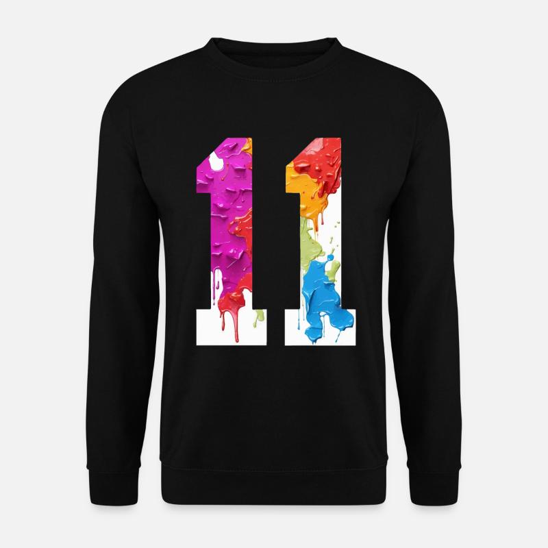 FARBIG NUMMER 11 BUNT 11. GEBURTSTAG - Unisex Pullover - Schwarz