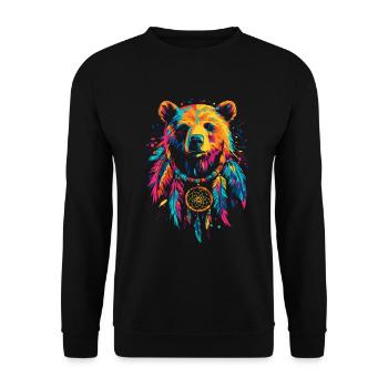 Bear with Dream Catcher - Unisex Sweatshirt - black - Front - Alina (178cm) & Michal (187cm)