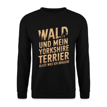 Wald und mein Yorkshire Terrier - Unisex Pullover - Schwarz - Vorne - Alina (178cm) & Michal (187cm)