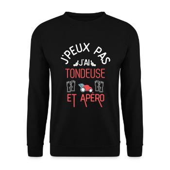 J Peux Pas J Ai Tondeuse et Apéro - Sweat-shirt Unisexe - noir - Devant - Alina (178cm) & Michal (187cm)
