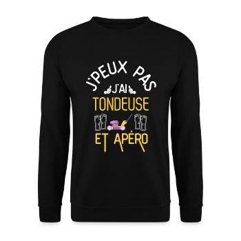 J Peux Pas J Ai Tondeuse et Apéro - Sweat-shirt Unisexe - noir - Devant - Alina (178cm) & Michal (187cm)