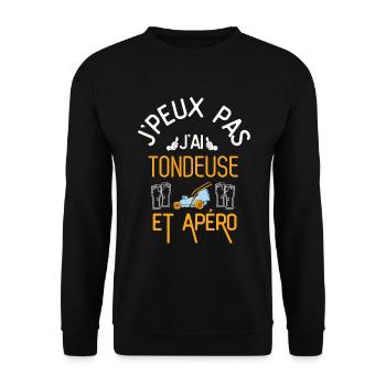 J Peux Pas J Ai Tondeuse et Apéro - Sweat-shirt Unisexe - noir - Devant - Alina (178cm) & Michal (187cm)