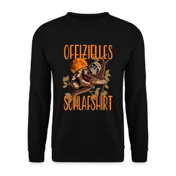 Offizielles Schlafshirt, Langschläfer,Morgenmuffel - Unisex Pullover - Schwarz - Vorne - Alina (178cm) & Michal (187cm)