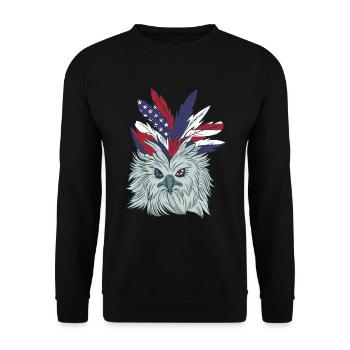 4th Of July America USA Independence Day Eagle - Unisex Pullover - Schwarz - Vorne - Alina (178cm) & Michal (187cm)