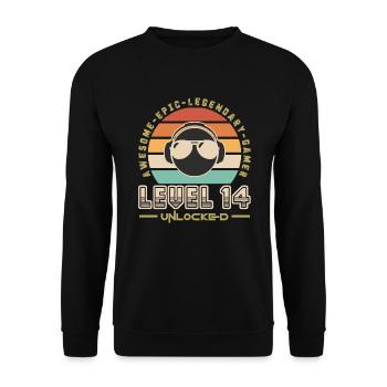 Level 14 - Sweat-shirt Unisexe - noir - Devant - Alina (178cm) & Michal (187cm)