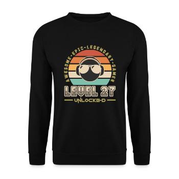Level 27 - Unisex Sweatshirt - black - Front - Alina (178cm) & Michal (187cm)