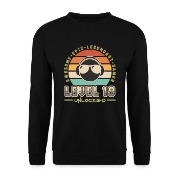 Level 19 - Unisex Sweatshirt - black - Front - Alina (178cm) & Michal (187cm)