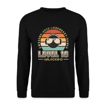 Level 16 - Unisex Sweatshirt - black - Front - Alina (178cm) & Michal (187cm)