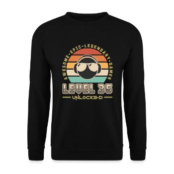 Level 35 - Unisex Sweatshirt - black - Front - Alina (178cm) & Michal (187cm)