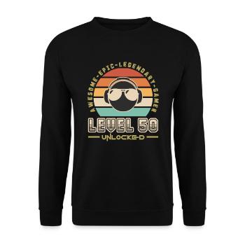 Level 50 - Unisex Sweatshirt - black - Front - Alina (178cm) & Michal (187cm)