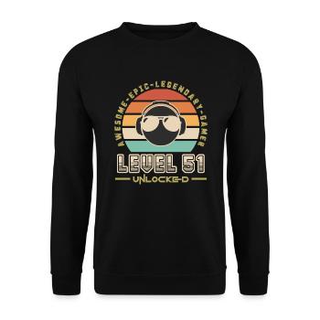Level 51 - Unisex Sweatshirt - black - Front - Alina (178cm) & Michal (187cm)