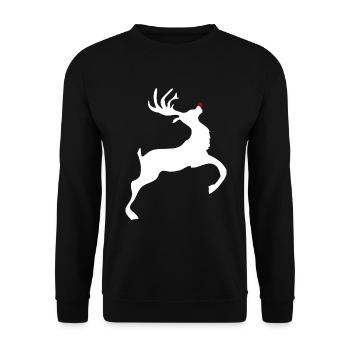 Rudolf Reindeer with red nose Christmas - Unisex Sweatshirt - black - Front - Alina (178cm) & Michal (187cm)