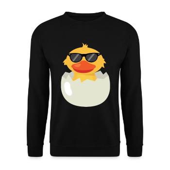 Yellow duck with sunglasses - Unisex Sweatshirt - black - Front - Alina (178cm) & Michal (187cm)