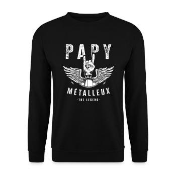 Papy métalleux cadeau drôle humour métal papi - Sweat-shirt Unisexe - noir - Devant - Alina (178cm) & Michal (187cm)