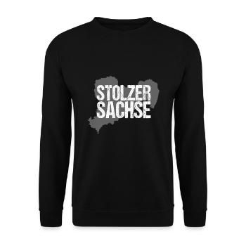 Stolzer Sachse Ostdeutschland Sachsen Ossi - Unisex Pullover - Schwarz - Vorne - Alina (178cm) & Michal (187cm)