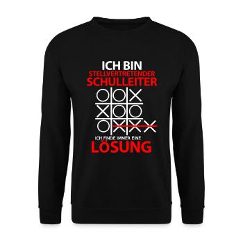 Stellvertretende Schulleiter Schulleitung Spruch - Unisex Pullover - Schwarz - Vorne - Alina (178cm) & Michal (187cm)