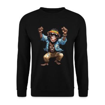 singe chimpanzé hippie fou avec des lunettes de soleil - Sweat-shirt Unisexe - noir - Devant - Alina (178cm) & Michal (187cm)