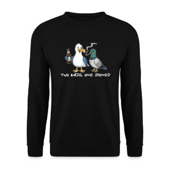 Two Birds One Stoned - Unisex Sweatshirt - black - Front - Alina (178cm) & Michal (187cm)