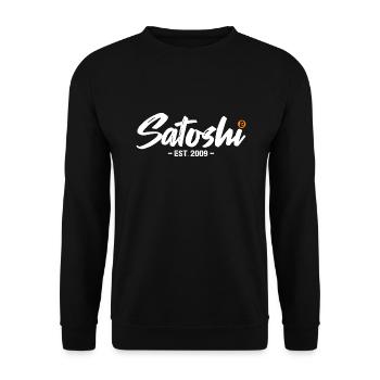 Satoshi est 2009 Bitcoin - Unisex Sweatshirt - black - Front - Alina (178cm) & Michal (187cm)