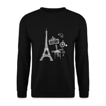 France Paris Tour Eiffel Bonjour cadeau - Sweat-shirt Unisexe - noir - Devant - Alina (178cm) & Michal (187cm)