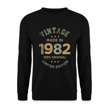 Hergestellt in 1982 Vintage Geburtstagsgeschenk 40 Jahre - Unisex Pullover - Schwarz - Vorne - Alina (178cm) & Michal (187cm)
