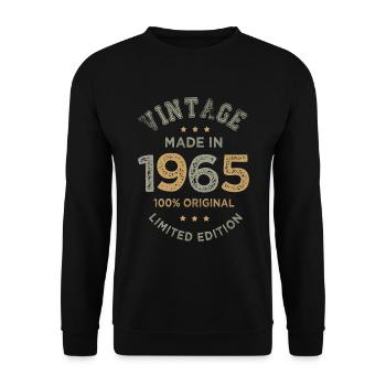 Made in 1965 Vintage 57 Year Anniversary Gift - Unisex Sweatshirt - black - Front - Alina (178cm) & Michal (187cm)