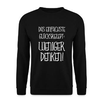 Zu Viel Denken Motivation Glück Haben Fun Geschenk - Unisex Pullover - Schwarz - Vorne - Alina (178cm) & Michal (187cm)